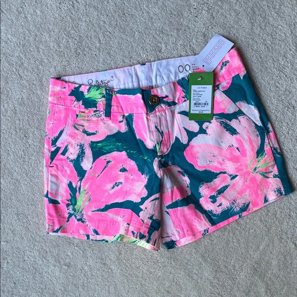 Lilly Pulitzer Pink and Green Floral Shorts - Picture 1 of 3